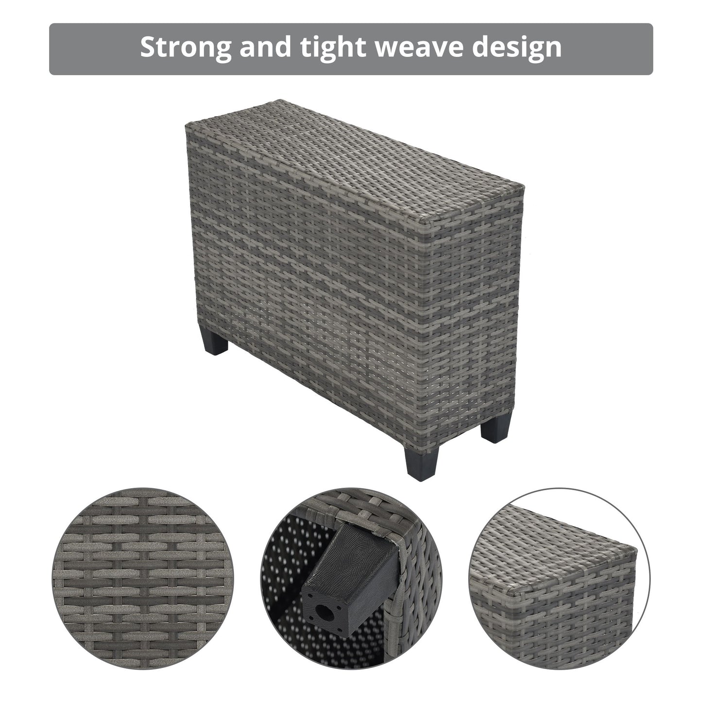 8 Pieces Outdoor Wicker Round Sofa Set, Half-Moon Sectional Sets All Weather, Curved Sofa Set With Rectangular Coffee Table, PE Rattan Water-Resistant And UV Protected, Movable Cushion - Gray