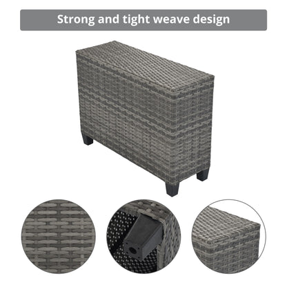 8 Pieces Outdoor Wicker Round Sofa Set, Half-Moon Sectional Sets All Weather, Curved Sofa Set With Rectangular Coffee Table, PE Rattan Water-Resistant And UV Protected, Movable Cushion - Gray