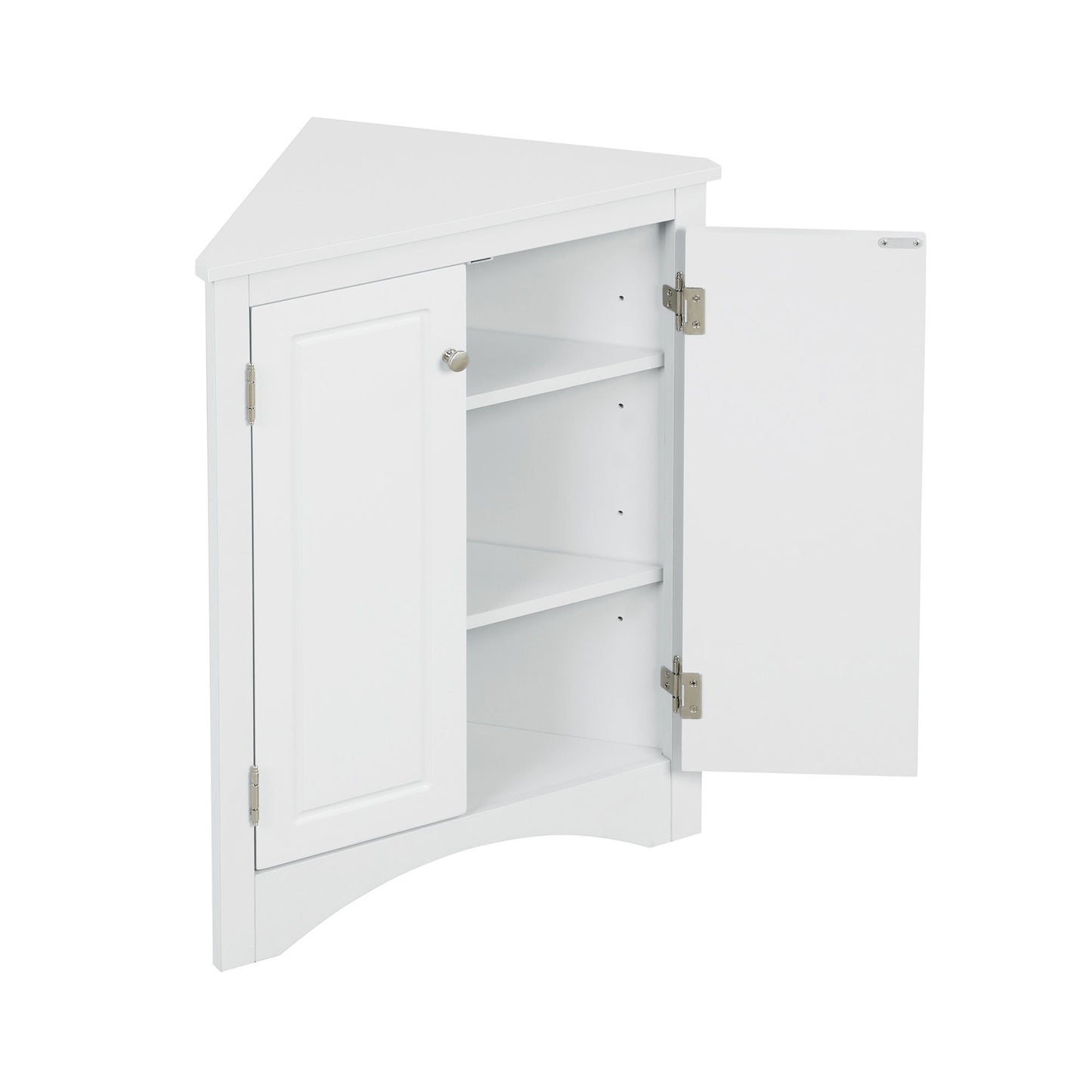 Triangle Bathroom Storage Cabinet With Adjustable Shelves, Freestanding Floor Cabinet For Home Kitchen - White