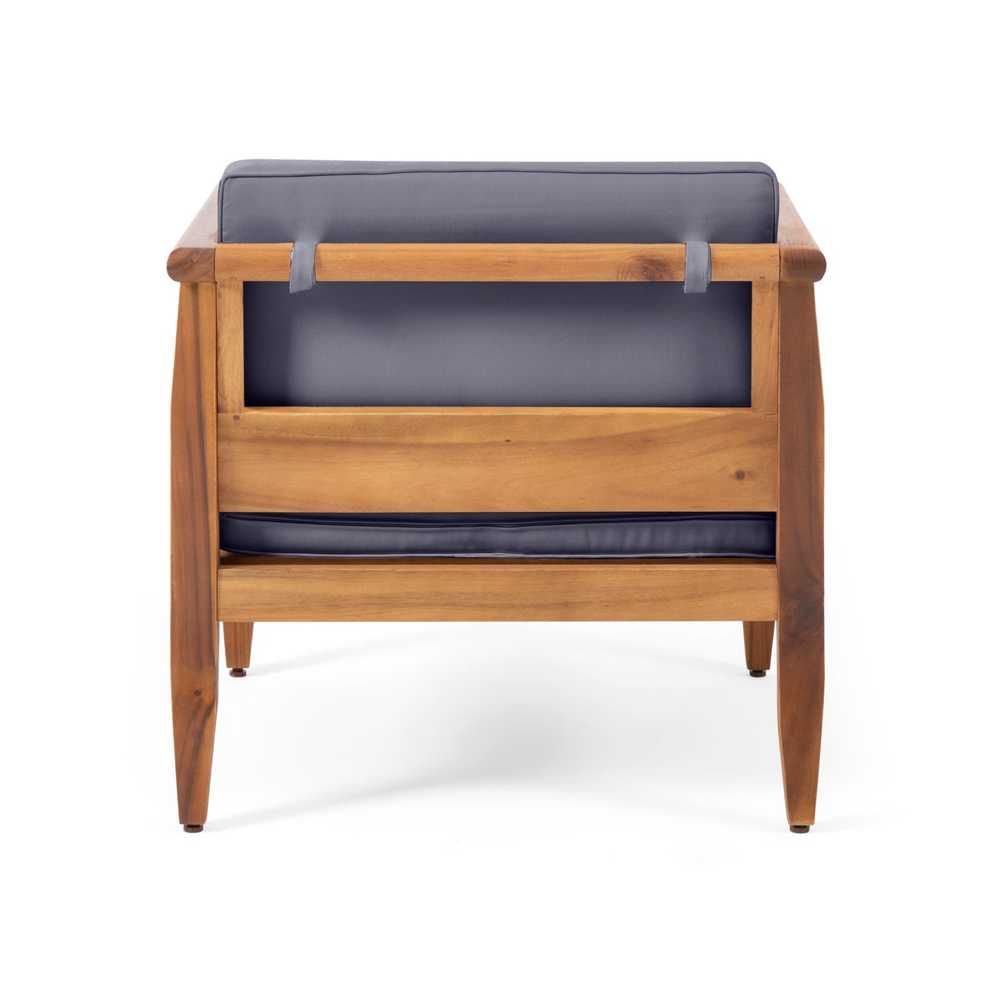 Outdoor Club Chair With Recessed Arms And Cushions - Dark Gray / Teak