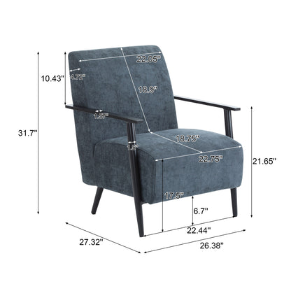 Modern Lounge Chair With Polyester Upholstery And Sturdy Metal Frame - Blue Gray