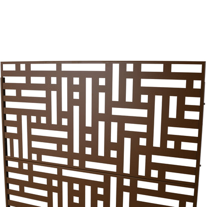 Outdoor & Indoor Privacy Screen Metal Privacy Screen, Freestanding Decorative Privacy Screen - Brown