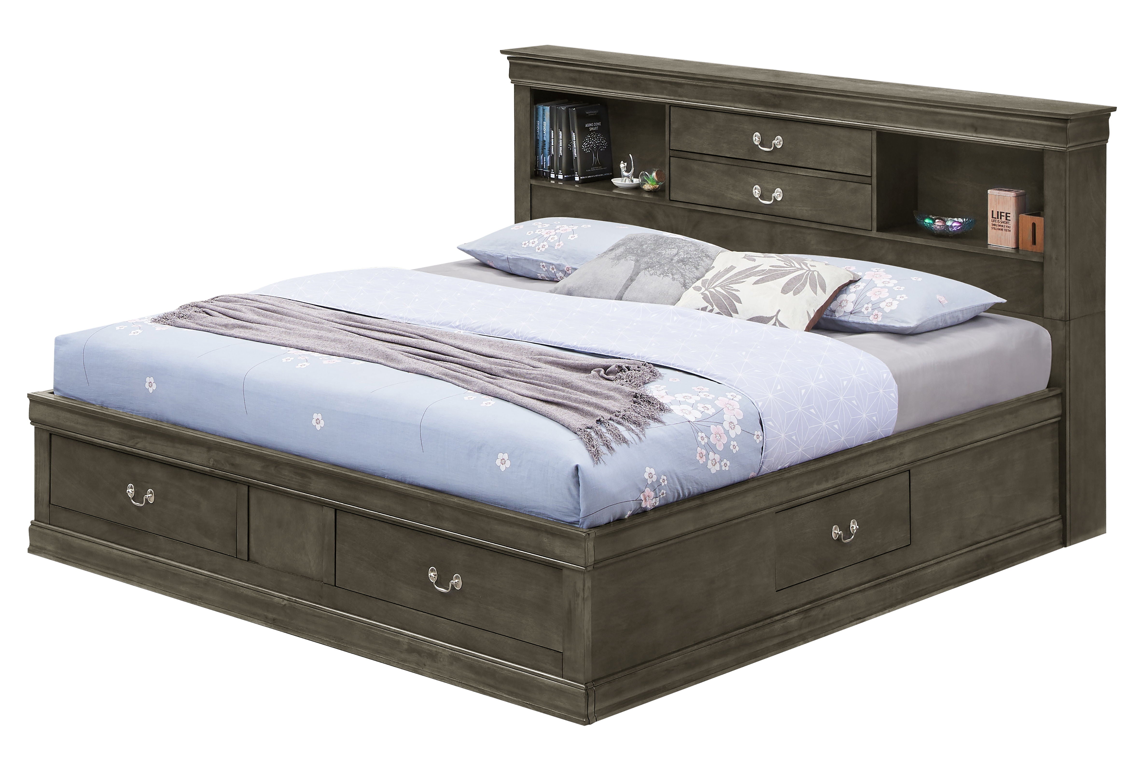 Louis Phillipe - King Storage Bed - Gray