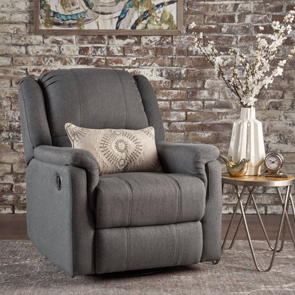 Glider Recliner With Swivel, Manual Reclining Chair - Charcoal