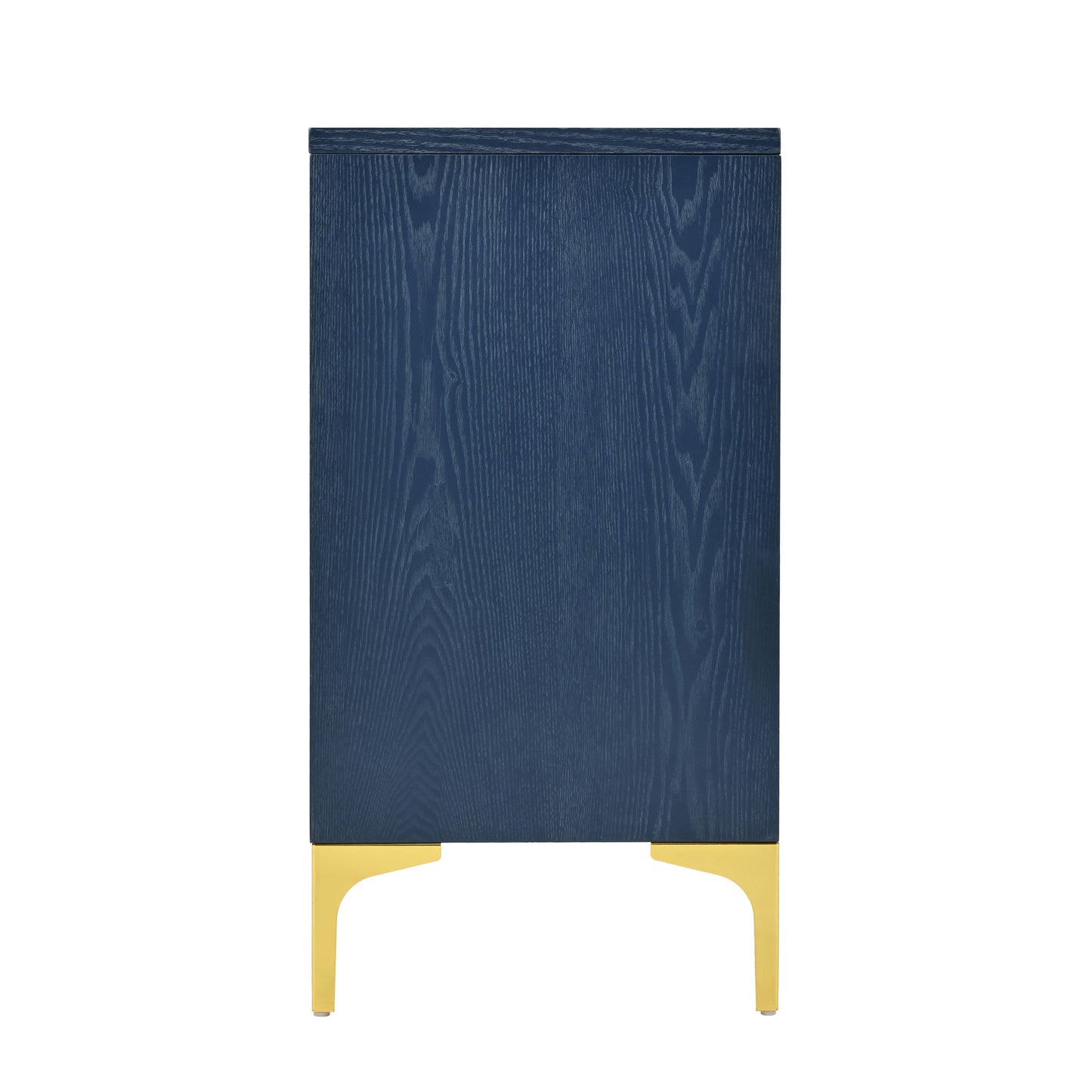 Modern 4 Door Sideboard With Creative Carved Surface And Adjustable Shelves - Light Blue
