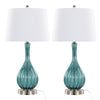 Jenny - Contemporary Table Lamp (Set of 2) - Clear Sapphire Blue Crackle / Nickel / White
