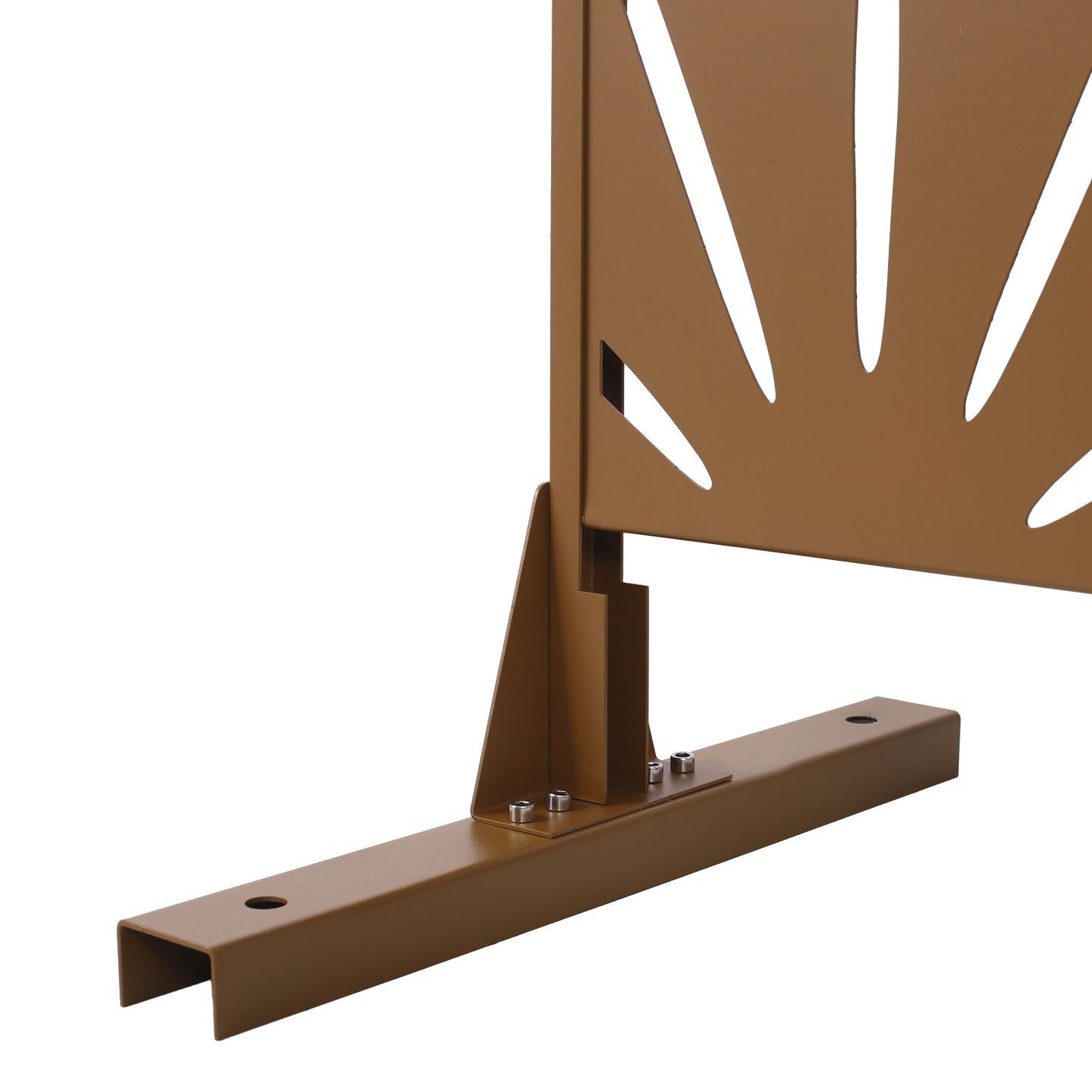 Freestanding Decorative Metal Privacy Screen For Deck Balcony Patio - Brown, Steel, 76" H X 48" W