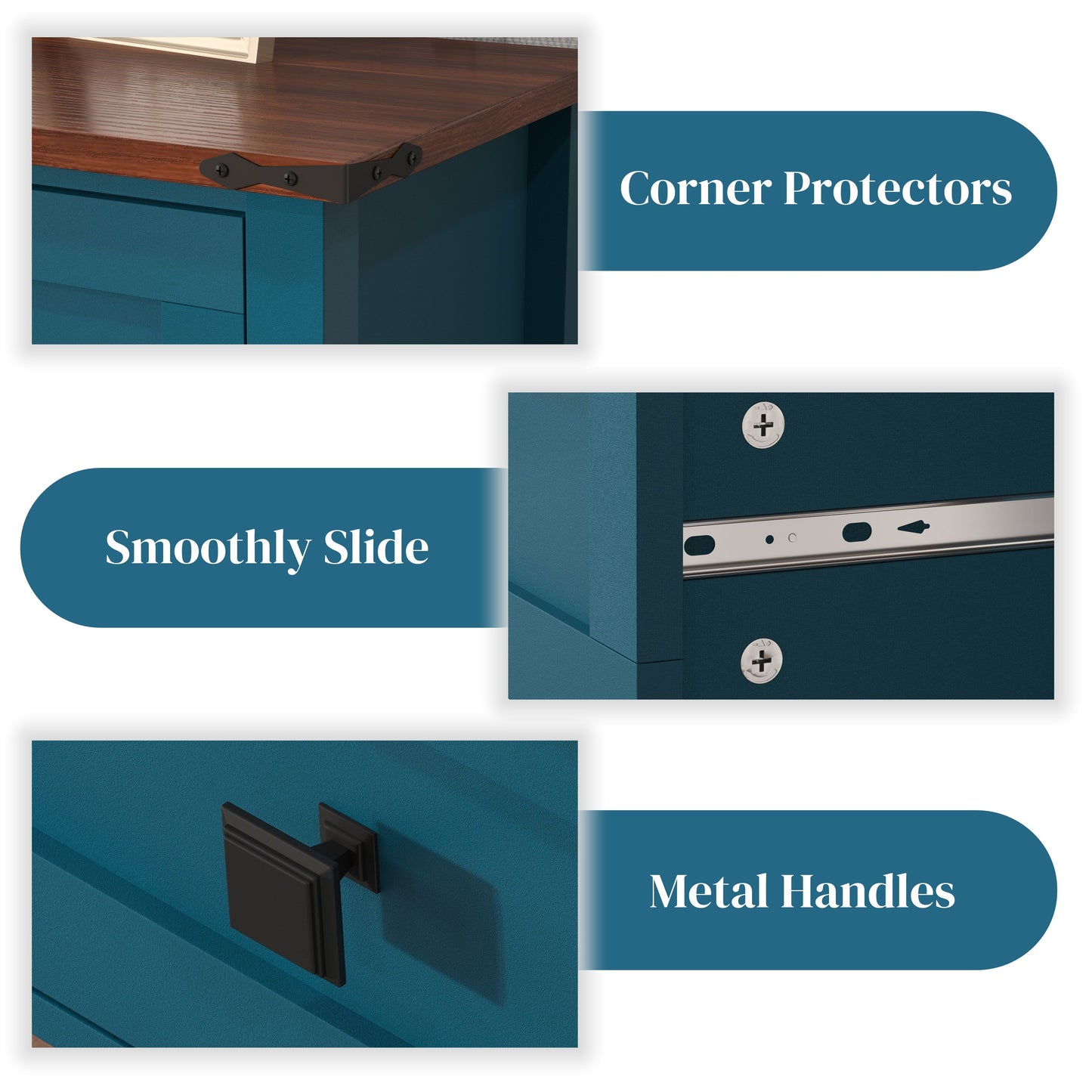 Farmhouse Style Console Table With 2 Drawers And Bottom Storage Shelf, Pagoda - Blue