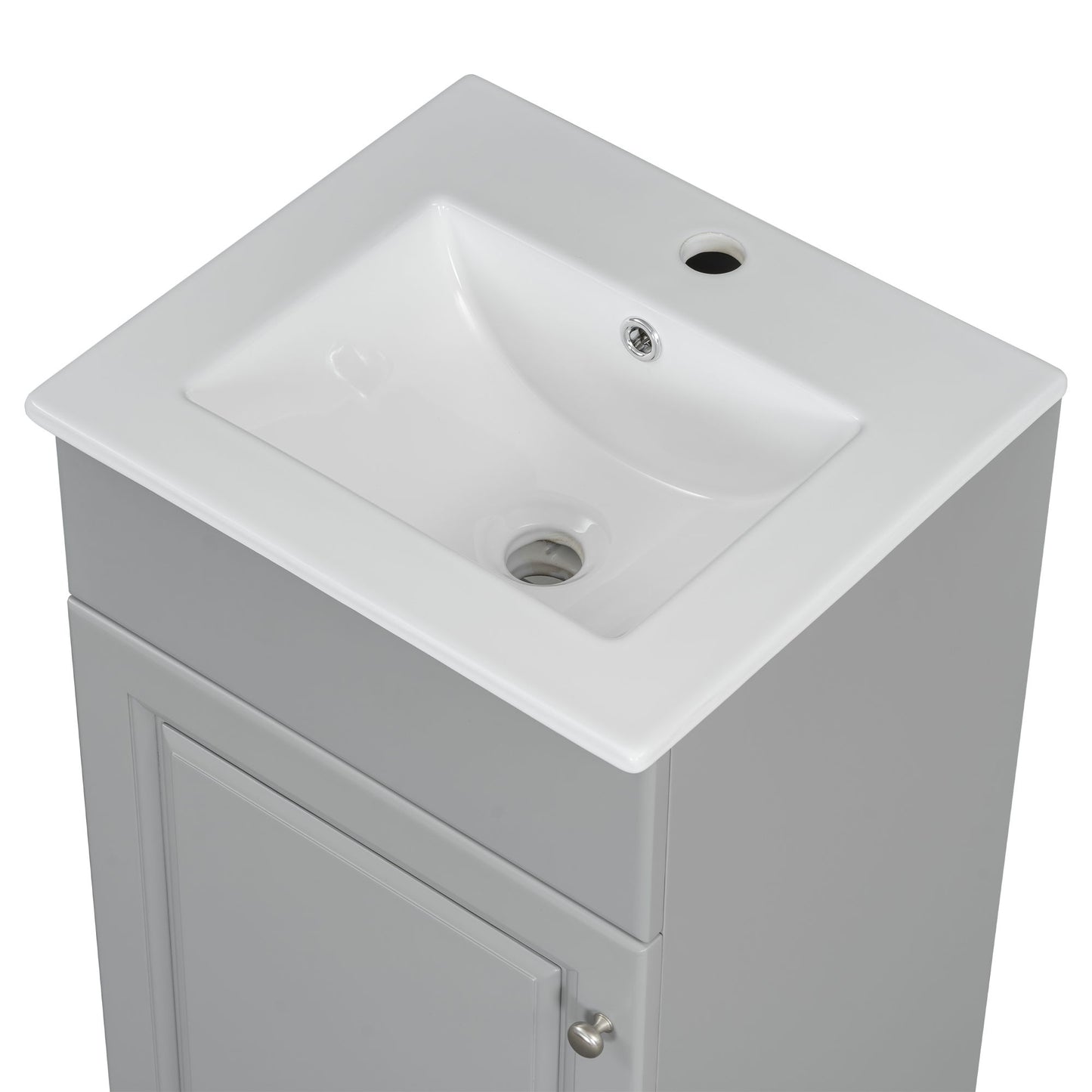Bathroom Vanity With Sink, Vanity Cabinet With Door Shelf And Adjustable Shelf - Gray
