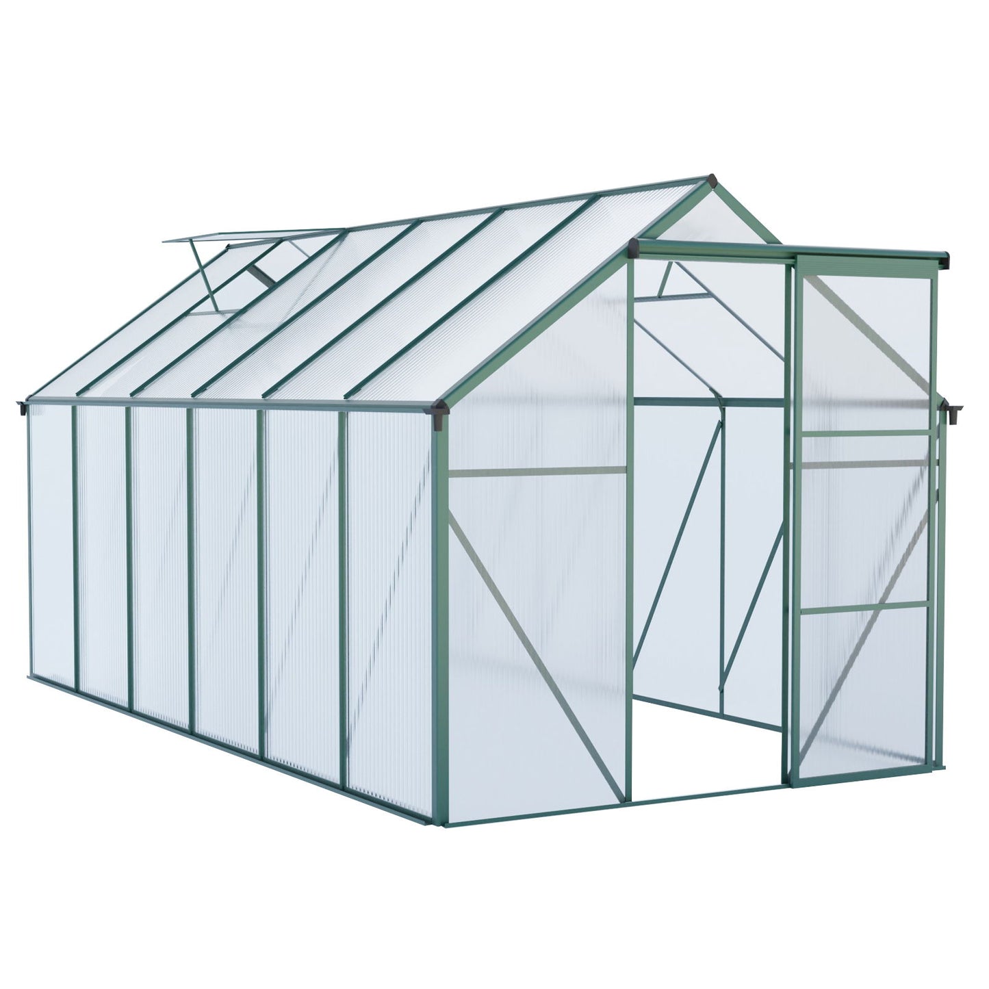 6X12 Ft Polycarbonate Greenhouse Raised Base And Anchor Aluminum Heavy Duty Walk-In Greenhouses For Outdoor Backyard In All Season - Green