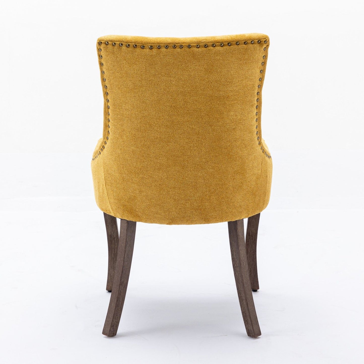 Ultra Side Dining Chair, Thickened Fabric Chairs With Neutrally Toned Solid Wood Legs, Bronze Nail Head (Set of 2) - Golden Yellow