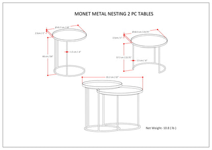 Monet - Metal 2 Piece Nesting Table - Black