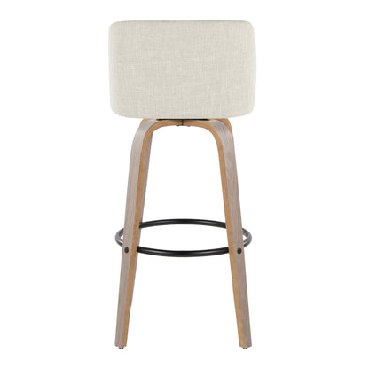 Toriano - Contemporary Fixed Height Barstool & Swivel With Round Footrest (Set of 2) - Light Gray / Cream