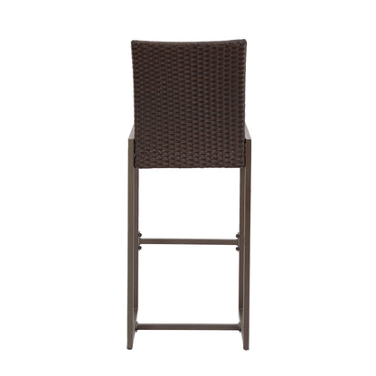 Outdoor Barstool With Hand Crafted Details (Set of 2) - Dark Brown