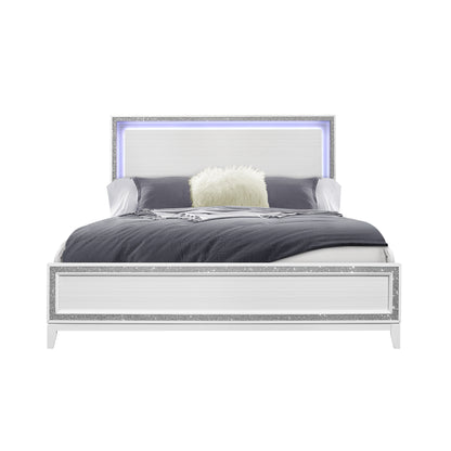 Almera - King Bed Glitter - White