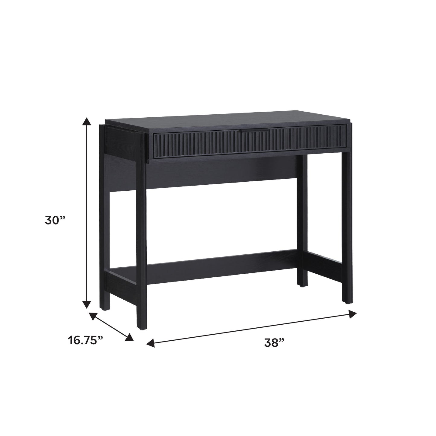 Transitional Reeded Writing Desk With Drawer - Black