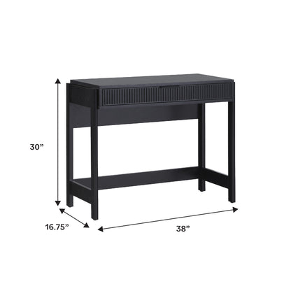 Transitional Reeded Writing Desk With Drawer - Black