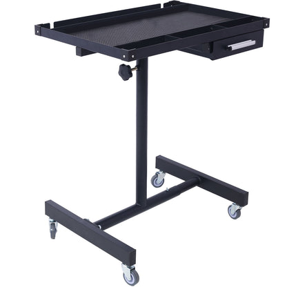 Adjustable Tear Down Work Table With Drawer For Garages, Repair Shops, And Diy, Portable, (4) 2.5" Swivel Casters, 220 Pound Capacity, Rubber Corners, Heavy Duty Steel - Black