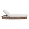 Willow - Sunbrella Upholstered Woven Patio Lounger, Wicker Frame - Wheat Beige / Golden Brown
