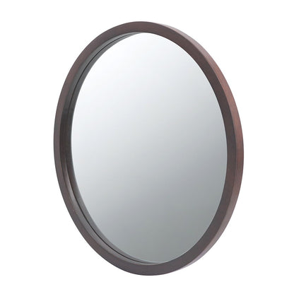 Circle Wall Mirror With Wooden Frame And Walnut Finish, Wall Mirror For Living Room Dining Room - Brown