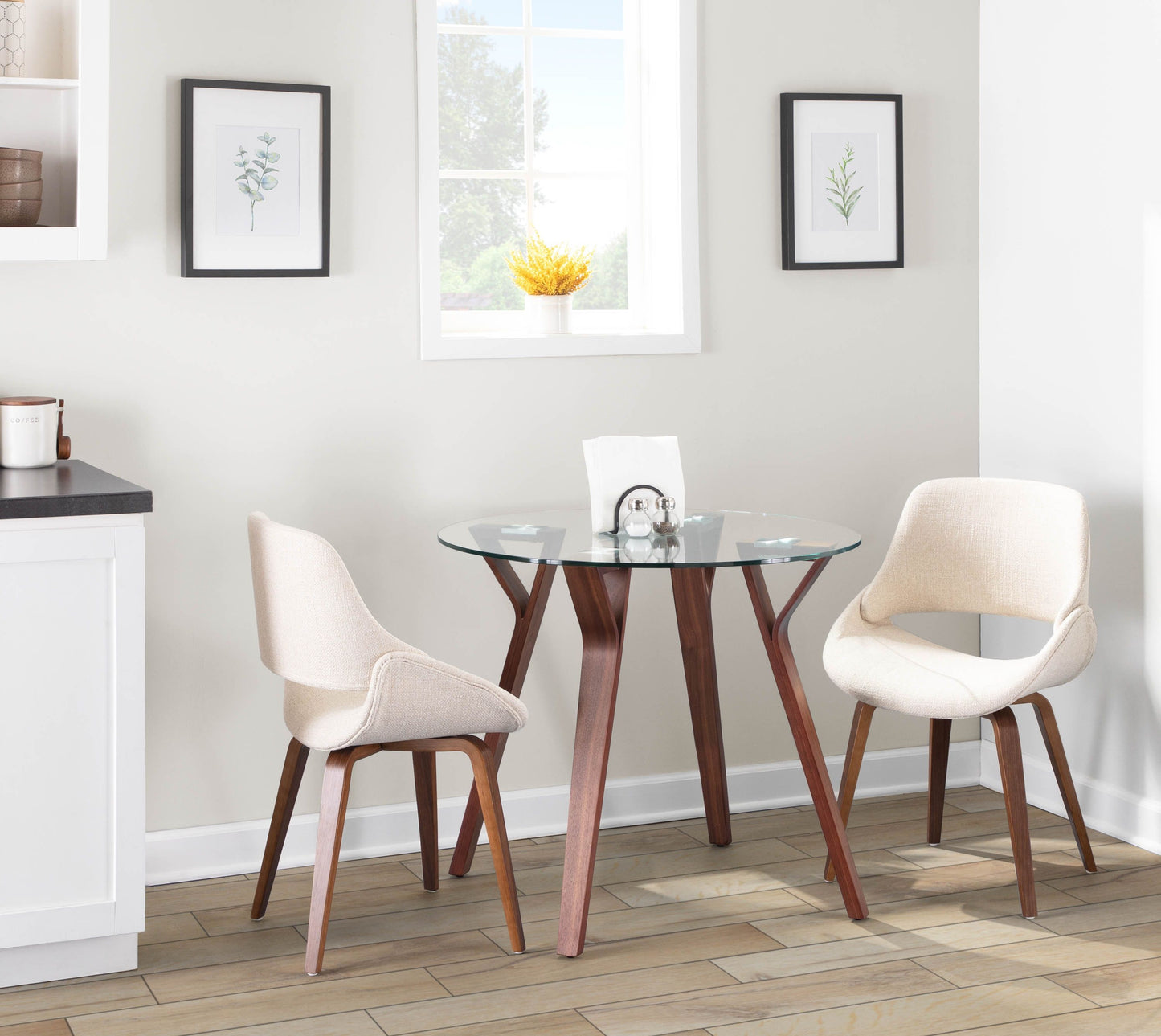 Fabrico - Mid-Century Modern Dining / Chair (Set of 2) - Walnut / Cream
