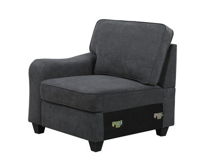 Leo - Woven 8 Piece Modular L-Shape Sectional Sofa And Ottoman - Dark Gray