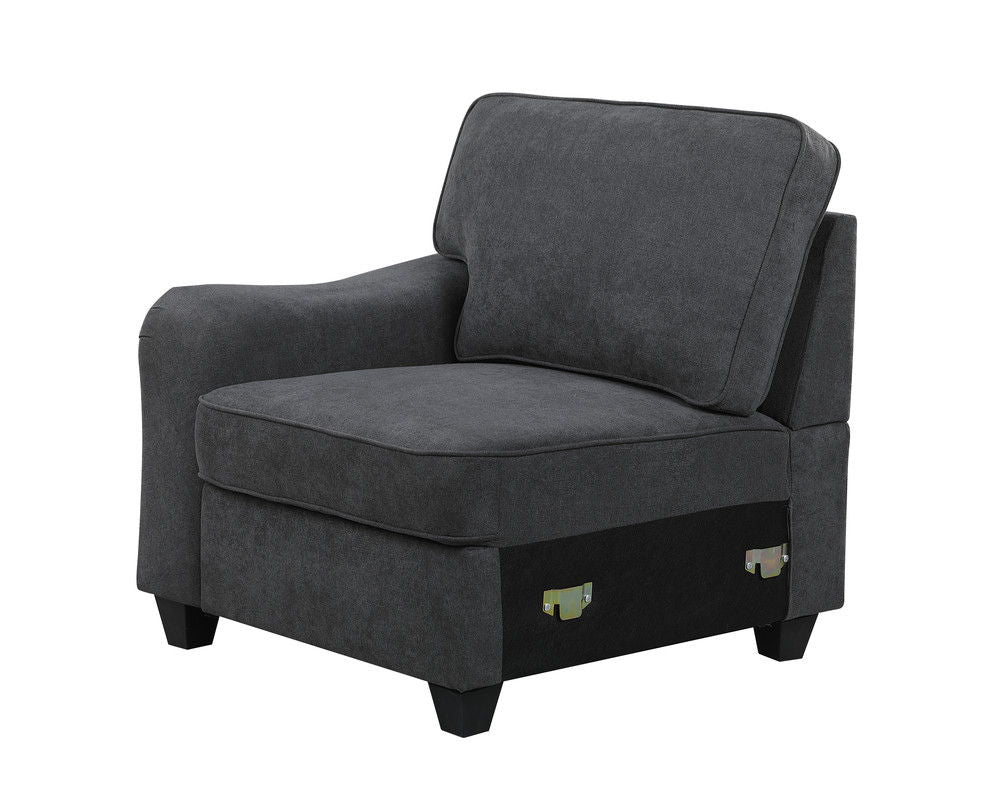 Leo - Woven 7 Piece Modular L-Shape Sectional Sofa And Ottoman - Dark Gray