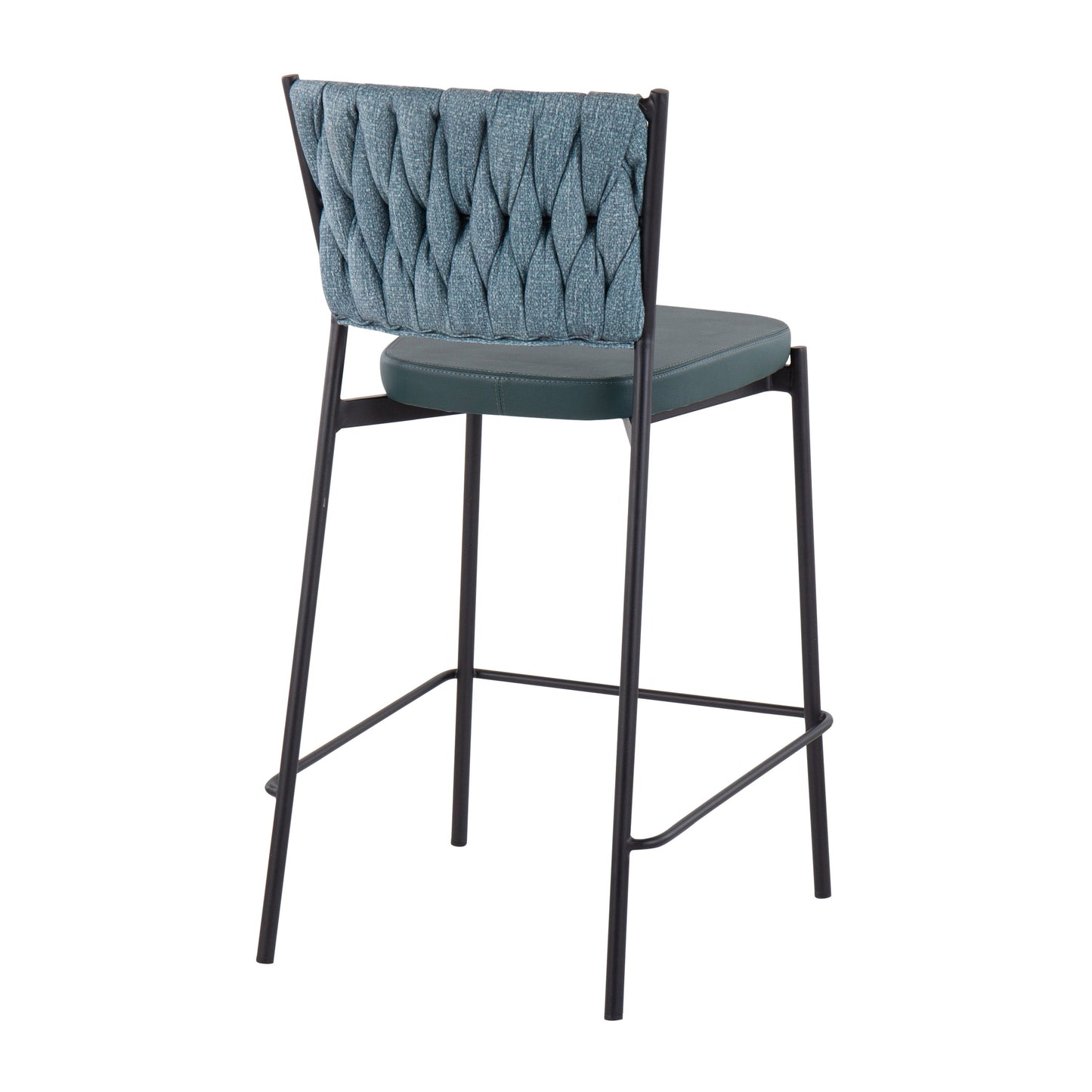 Tania - Braided Contemporary Counter Stool (Set of 2) - Black / Green / Sea Green