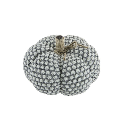 Knite Pumpkin Ornament Decor For Holiday Harvest Festival Fall Festival & Thanksgiving (Set of 2) - White / Gray