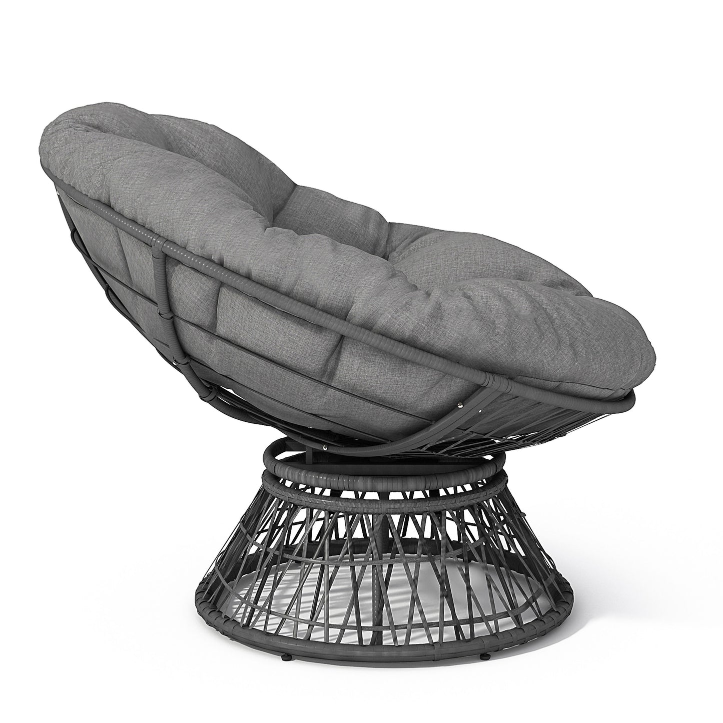 Ergonomic Wicker Chair With Cloud Thick Density Cushion, 3 Proof Cover High Capacity Iron Frame Fluid 360ÔøΩÔøΩÔøΩÔøΩÔøΩÔøΩÔøΩÔøΩÔøΩÔøΩÔøΩÔøΩÔøΩÔøΩÔøΩ Swivel - Gray