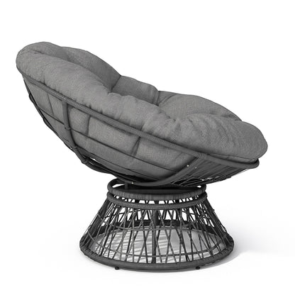 Ergonomic Wicker Chair With Cloud Thick Density Cushion, 3 Proof Cover High Capacity Iron Frame Fluid 360ÔøΩÔøΩÔøΩÔøΩÔøΩÔøΩÔøΩÔøΩÔøΩÔøΩÔøΩÔøΩÔøΩÔøΩÔøΩ Swivel - Gray