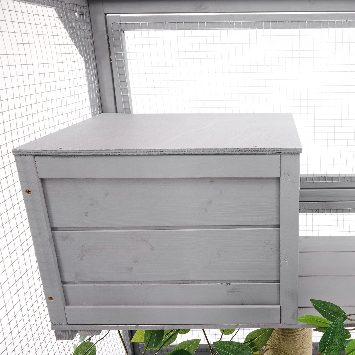 Outdoor Cat House, Diy Cat Enclosure Catio With Double Enter Doors - Light Gray