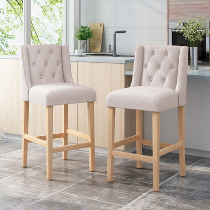 Ethereon - Fabric Tufted Counter Stool (Set of 2) - Beige