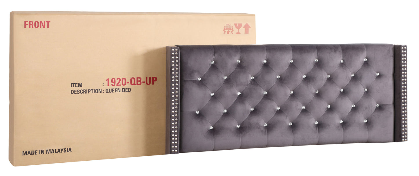 Full Upholstered Transitional Bed - Gray