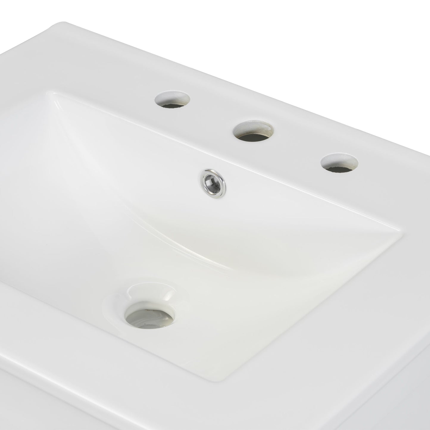 Bathroom Vanity Combo With Ceramic Sink, Luxurious Space-Saving Vanity, 2 Soft-Close Doors - Gold / White