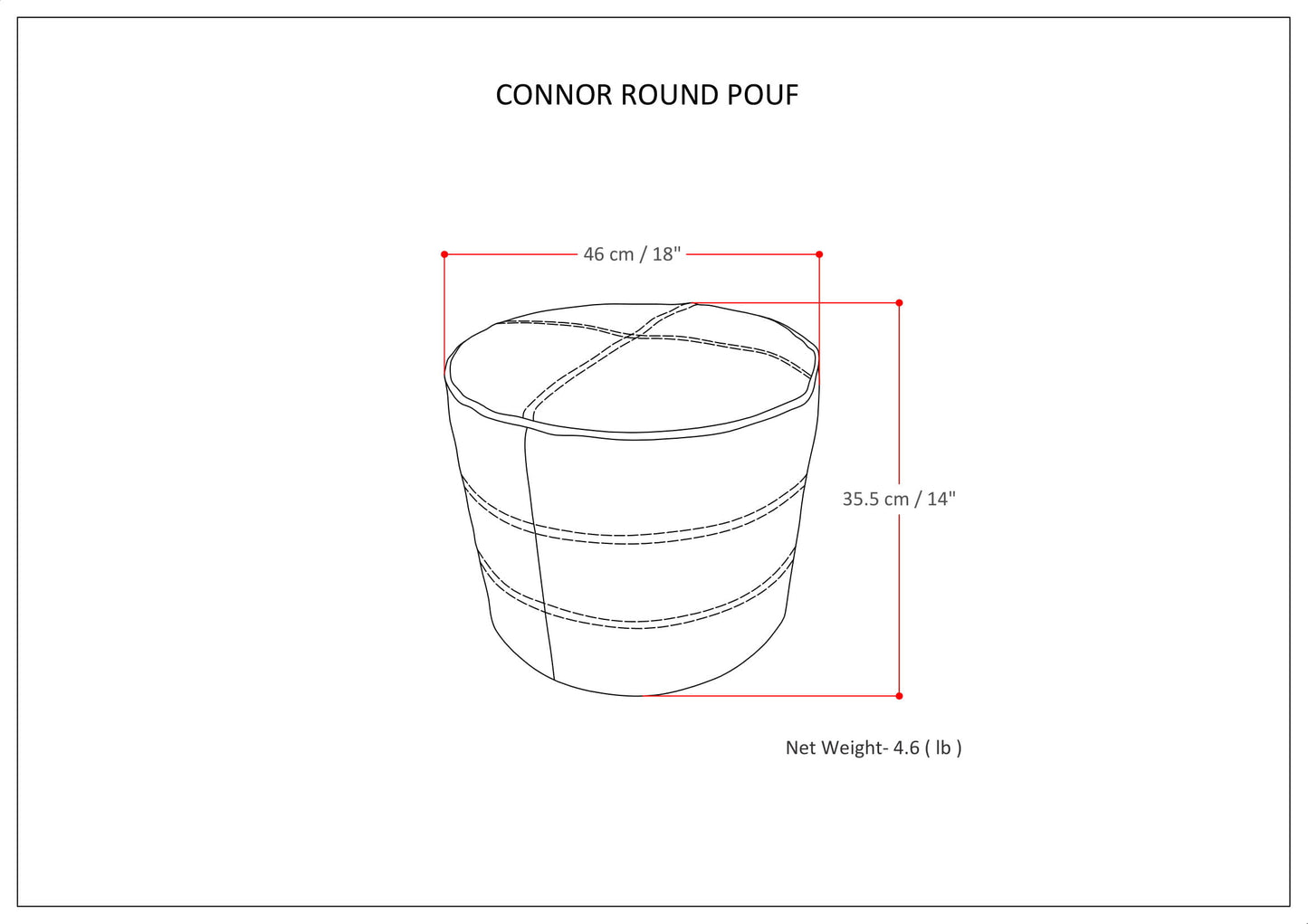 Connor - Round Pouf - Distressed Navy Blue