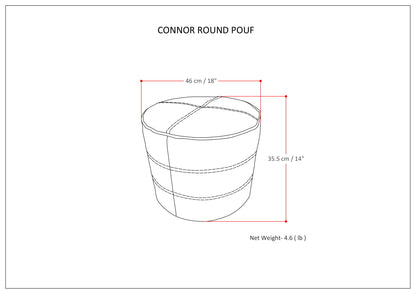 Connor - Round Pouf - Distressed Navy Blue