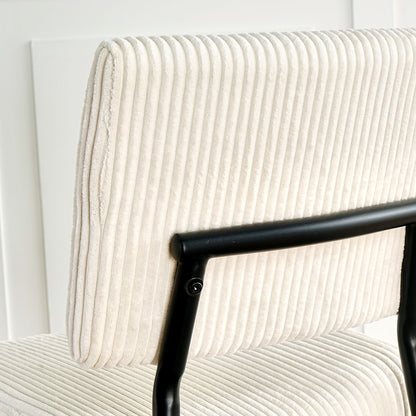Modern Dining Chair Fabric Upholstered Chairs With Black Metal Legs For Home And Bedroom (Set of 2) - Beige