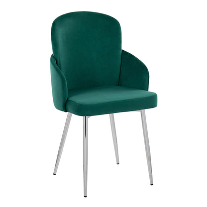 Dahlia - Contemporary Dining Chair (Set of 2) - Chrome / Green