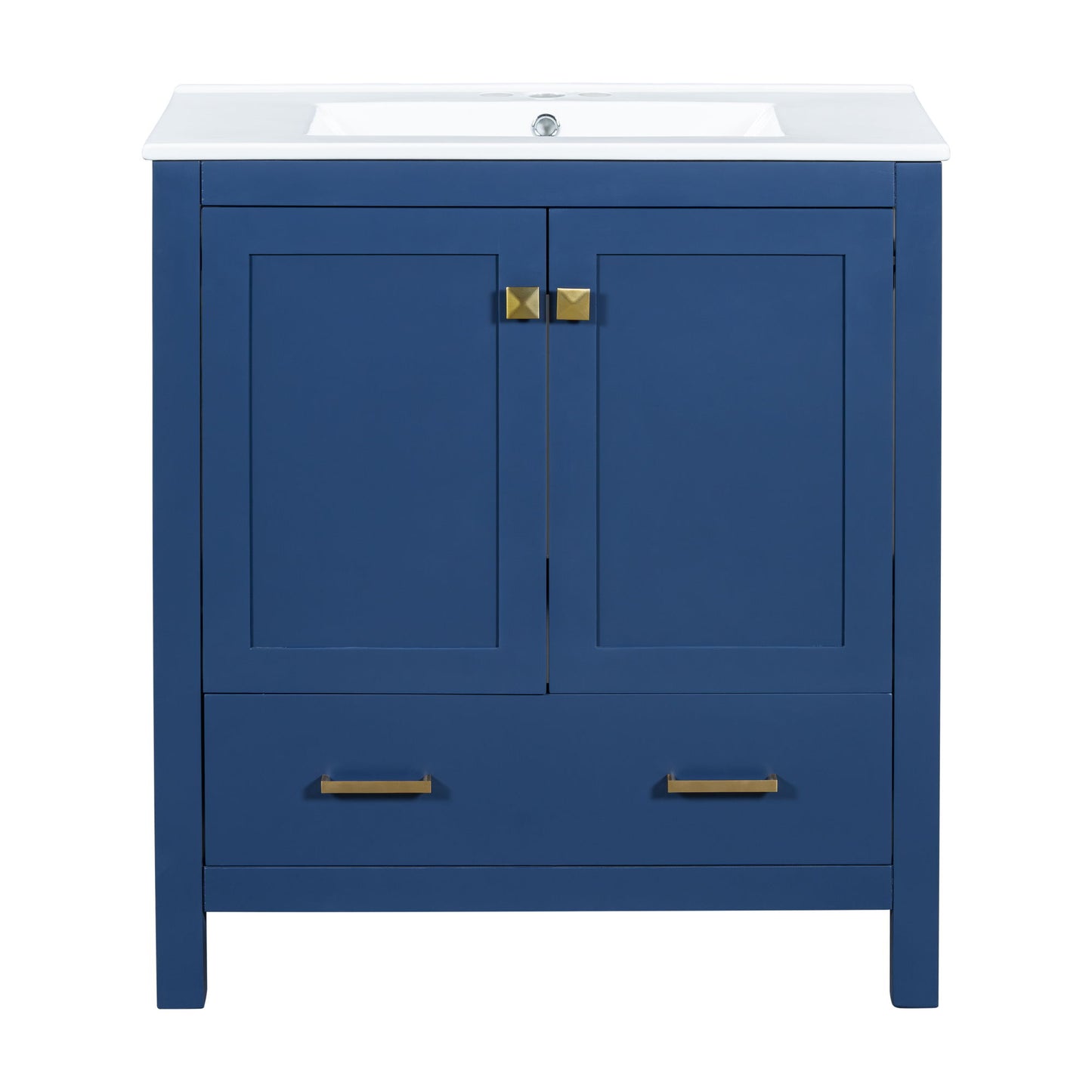 Bathroom Vanity With Single Sink, Combo Cabinet Undermount Sink, Bathroom Storage Cabinet With 2 Doors And A Drawer, Soft Closing, Multifunctional Storage, Solid Wood Frame - Blue