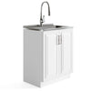 Darwin - Deluxe Laundry Cabinet With Pull-Out Faucet And Stainless Steel Sink - Pure White