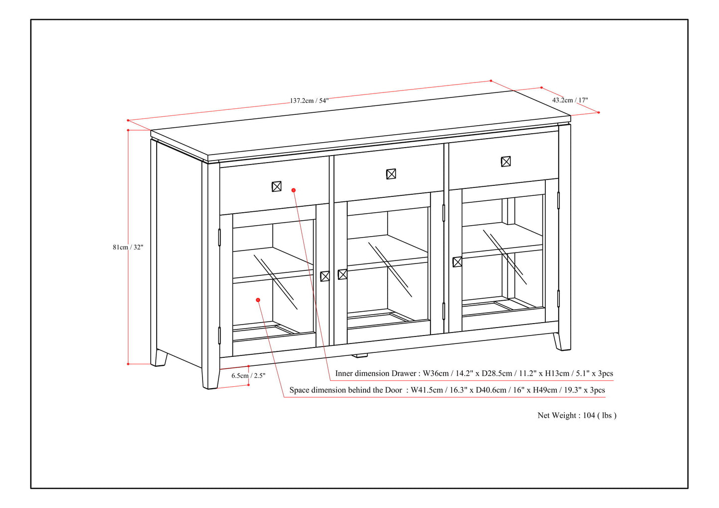 Cosmopolitan - Sideboard Buffet - Mahogany