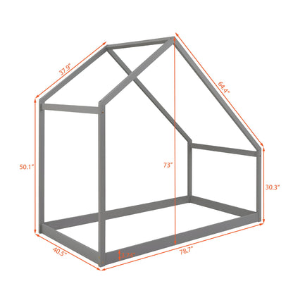 Twin Size Playhouse Style Bed - Gray