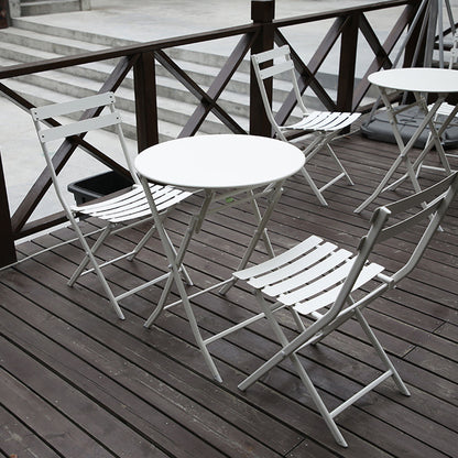3 Piece Patio Bistro Set Of Foldable Round Table And Chairs - White