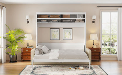 Queen Size Murphy Wall Bed With Sofa - White