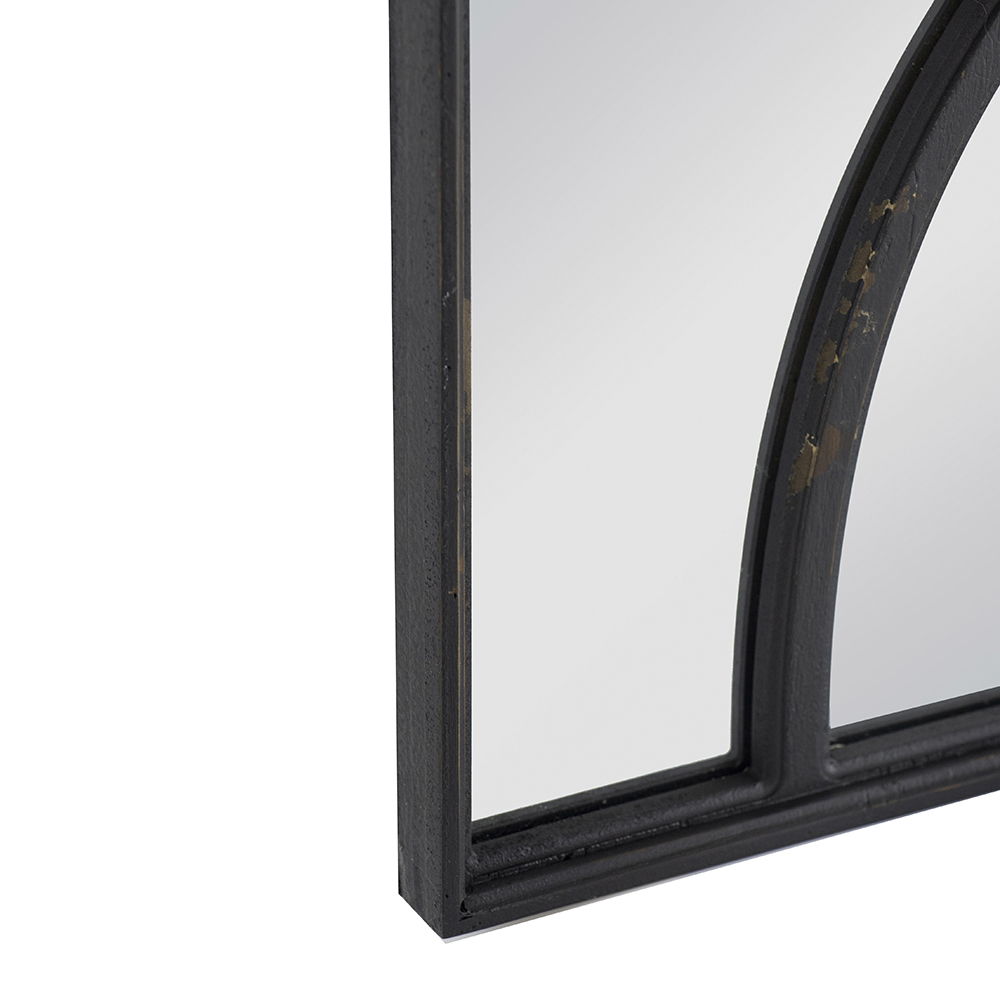 Rectangular Wooden Wall Mirror With Antique Frame, Vertical Or Horizontal Home Decor For Living Room (Set of 2) - Black