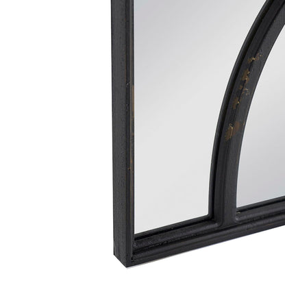 Rectangular Wooden Wall Mirror With Antique Frame, Vertical Or Horizontal Home Decor For Living Room (Set of 2) - Black