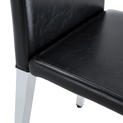 (Set of 4) Backrest Chairs With Silver Metal Legs A Perfect Match For Minimalist And Modern Home Styles - Black / Silver