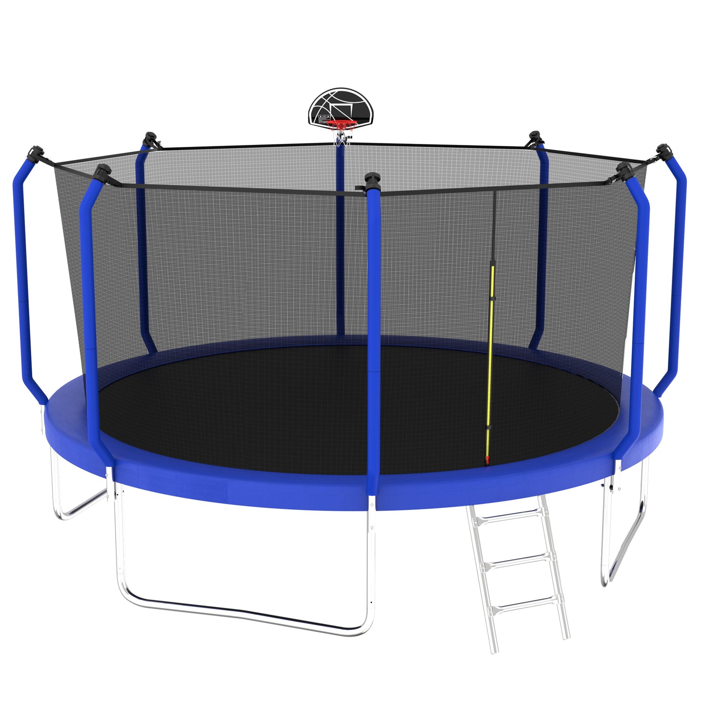 168.11" Trampoline With Basketball Hoop, Astm Approved Reinforced Type Outdoor Trampoline With Enclosure Net - Blue