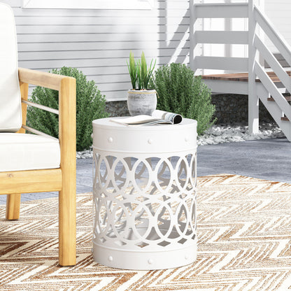 Outdoor Metal End Table Large - White